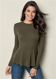 RIBBED PEPLUM SWEATER 1655