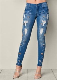 EMBELLISHED RIPPED JEANS 1660